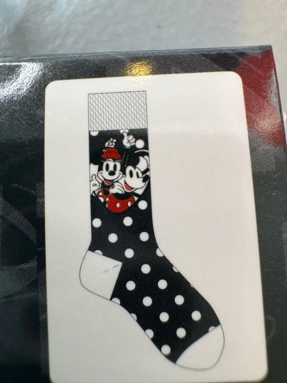 Disney Minnie and Mickey Mouse polka dot Crew Socks Red Accents vintage style